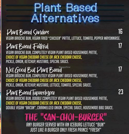 Vegan burger options at Goodbar in Mooloolaba