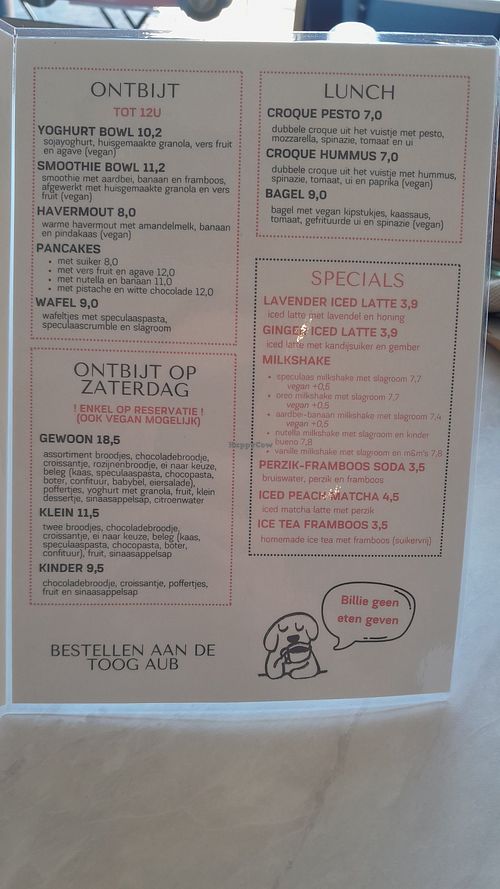 Menu at Wolf Coffee in Lommel