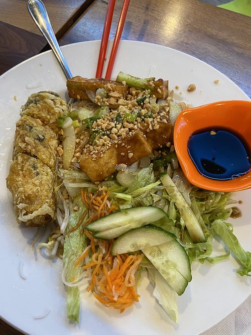 Noodle with tofu and roll  at Pho Ginger in Niagara Falls