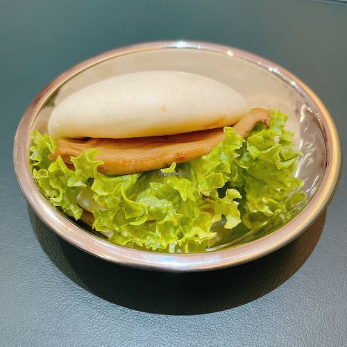 Braised pork lotus bun set (ingredients include  shroom, vege) at Grove Cafe 素林 - Northshore Plaza I in Northeast Singapore