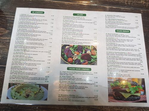 Separate vegan menu at Veggie Jimmy in South West London