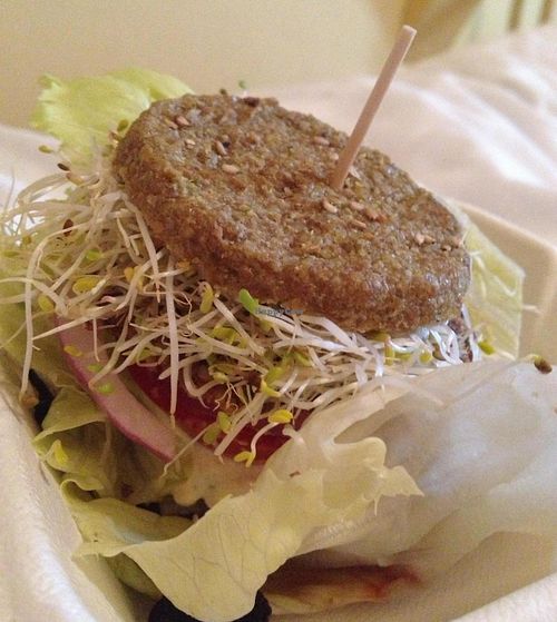 Raw vegan burger at Alchemist Garden in Amsterdam