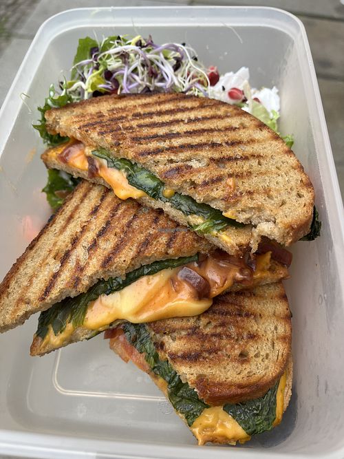 Toasted cheese sandwich comes with a salad  at Ubuntu in Leipzig