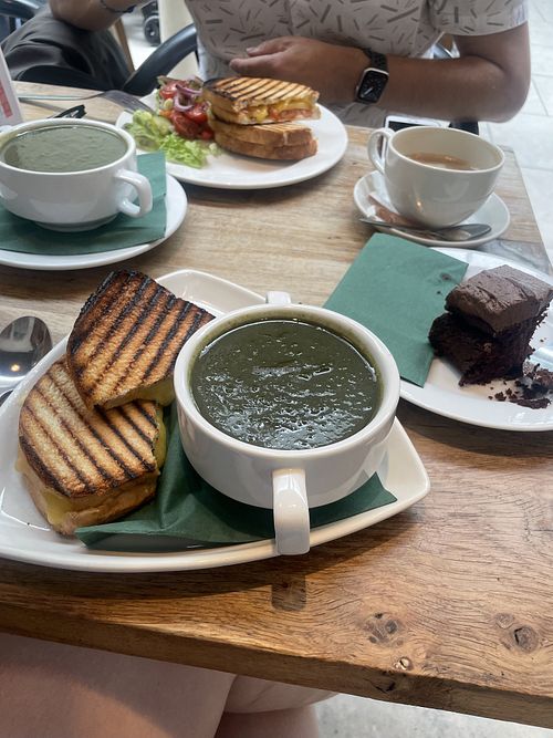 vegan soup, toasties and chocolate cake   at Birnam Arts in Dunkeld