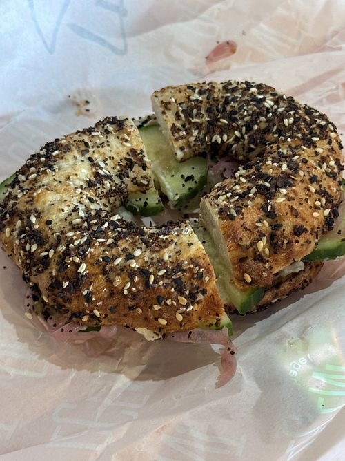 The Secret Garden with Vegan cream cheese.  at Decent Bagel  in Nederland