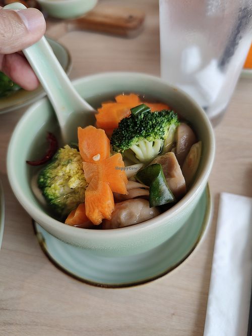 Clear Tom yam soup at Thai Accent in Central Singapore