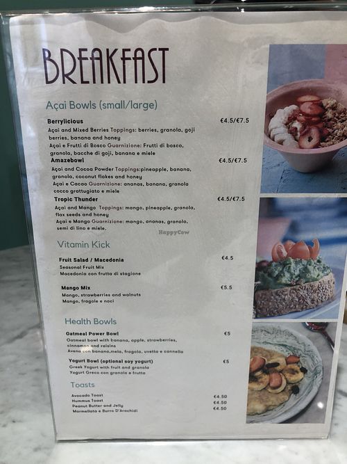 Partial menu at Açai Sisters in Rome