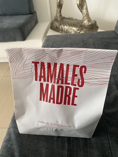 Tamale order takeaway  at Tamales Madre in Mexico City