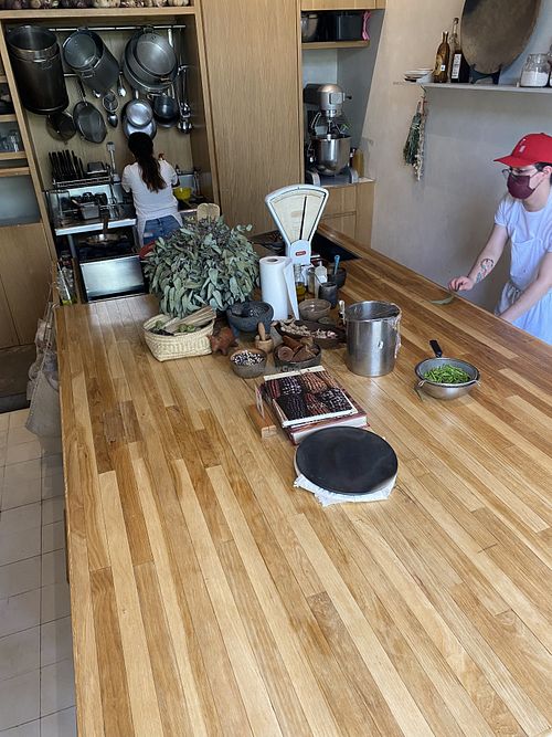 Inside of location (large kitchen setup)  at Tamales Madre in Mexico City