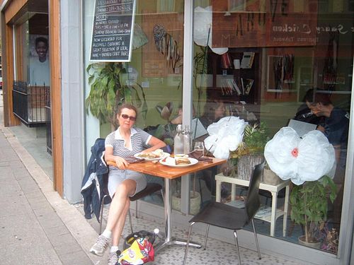 enjoying fab vegan lunch/dessert at Rise Above at Rise Above in St Catharines