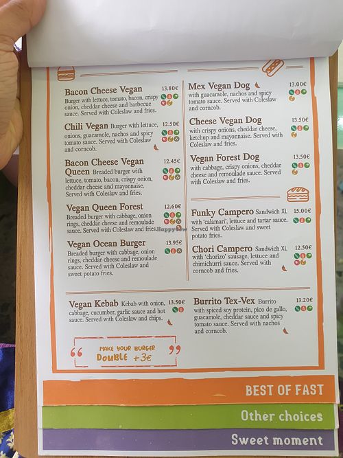 Menu at Fast Vegan in Fuengirola