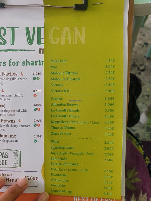 Menu at Fast Vegan in Fuengirola