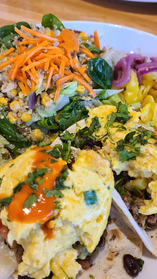 Just Egg Breakfast Tacos at Silver Diner in Ashburn