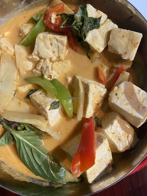 Red curry with steamed tofu   at Daughter Thai in Lovettsville