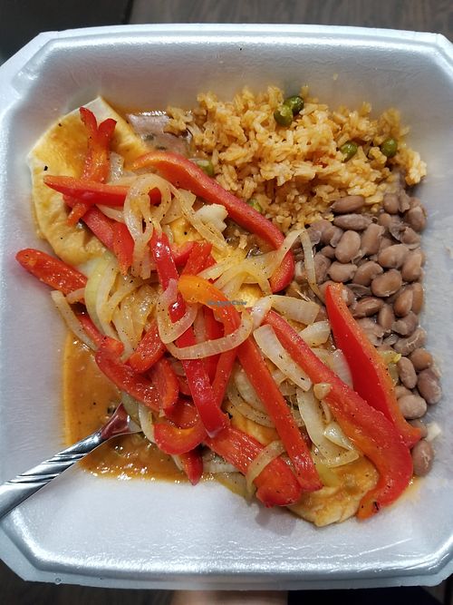 Combo number 3 made "all veggie" - the pepper and onion were our addition at home but you can order a side of fajita veggies from the restaurant too. Not pictured is the avocado to at D'Corazon Mexican Restaurant in Denver