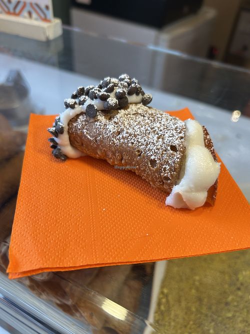 Vegan cannolo with chocolate and candied orange  at Il Cannolo in Milan