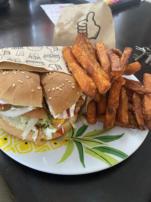 Nice burger and sweet potato fries at Nice Burger in Stanton