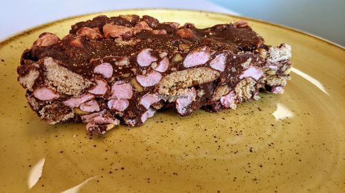 Vegan rocky road at 3c's Cafe in Clitheroe