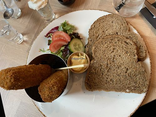 Vegan 'kroketten’ on bread   at Brownies & downieS in Valkenswaard