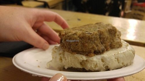 Chocolate chip cookies ice cream sandwich at Cookies and Scream - Camden Lock Market in North West London