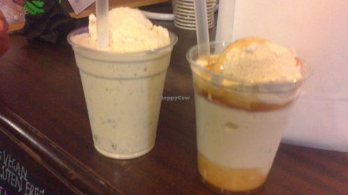 'Peanut butter chiquita and salted caramel milkshakes' at Cookies and Scream - Camden Lock Market in North West London