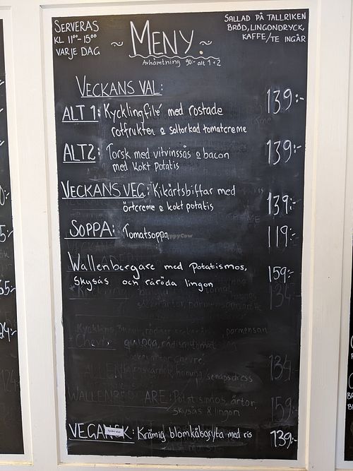 Menu at Gaggeska Garden in Vasteras