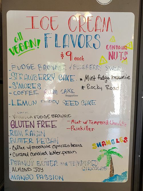 ice cream menu at Shambles in St John