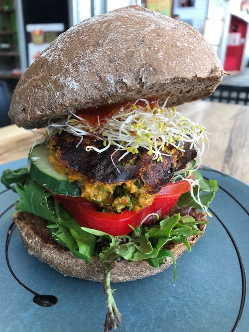 Kale, Sweet Potato and Quinoa Burger at Raw Energy in Coolangatta