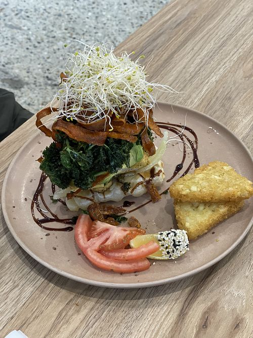 Croffle stack - crispy kale is so great !   at Vega in Spring Hill