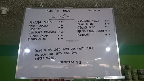 Menù changes daily  at Palawan Adventist Hospital Vegetarian Restaurant in Puerto Princesa