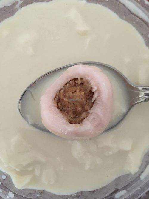 3 in 1 rice ball with peanut filling in tofu pudding  at Mr Bean - Bedok Mall in East Singapore