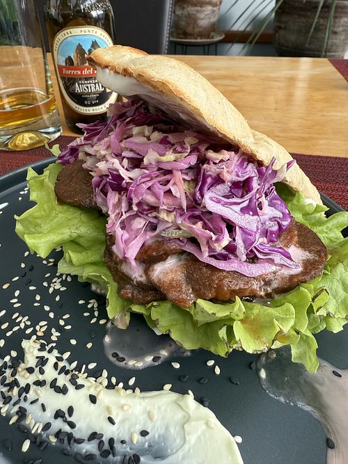 Bbq seitan  at Hablemos Coco Cafe in Puerto Natales