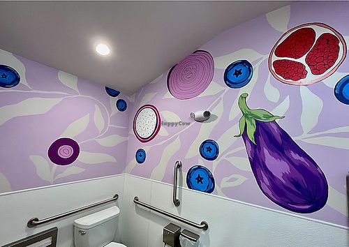 Purple toilet at Vegas Vegan Eatery in Las Vegas