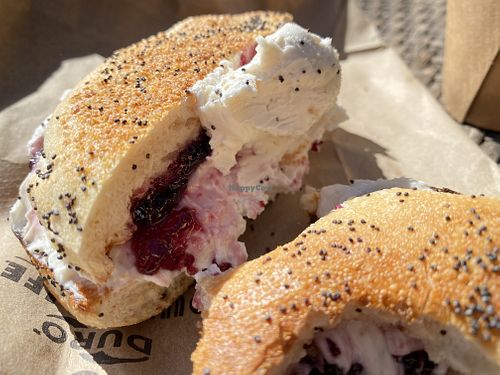 bagel w/ jelly & tofu spread  at Bagelworks in New York City