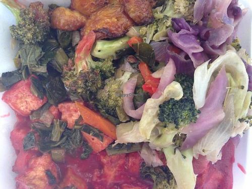 veggies and plantains with sweet and sour tofu at Chelsea's Bakery and Vegetarian Restaurant in Decatur