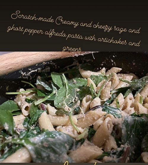 Creamy Alfredo pasta at Heaven Sent Foods in Flagstaff