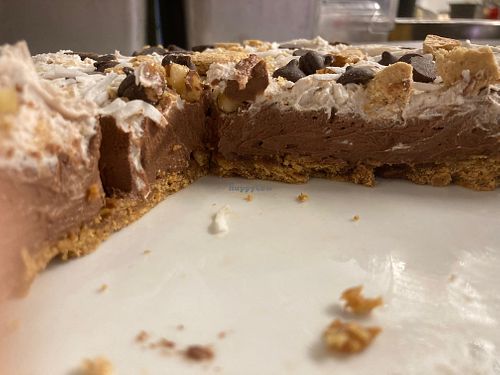 Chocolate cheesecake on a butterfingers style crust at Heaven Sent Foods in Flagstaff