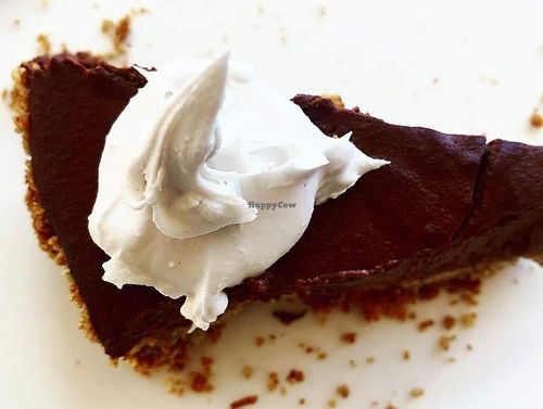 Chocolate cream pie on a GF oat-almond crust at Heaven Sent Foods in Flagstaff