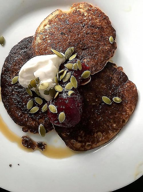 Sour cream pancakes at Heaven Sent Foods in Flagstaff