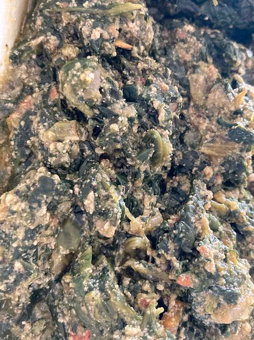 Spinach pumpkin seed stew  at Motherland Kitchen in Frederick