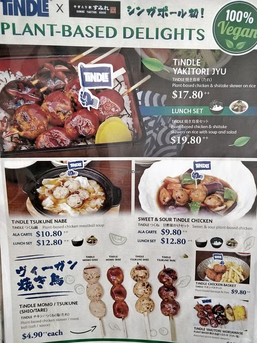 Plant based menu at Sumire in Central Singapore