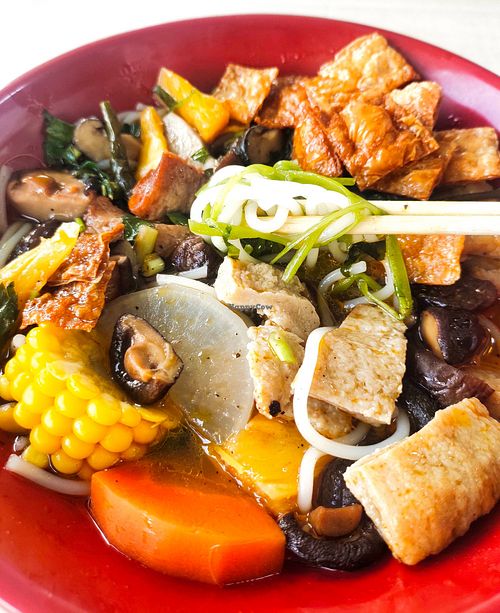 Signature Bún bò Huế which has all the 5 elements of food at Bún Huế Cafe in Central Singapore