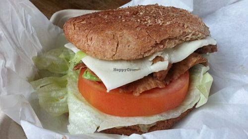 soy vegan burger at Thai Vegan in Santa Monica