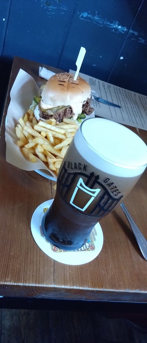 Vegan Burger + Black Gates at The Barley Mow in Bristol