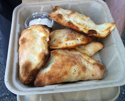 Calzone sampler! at Pi Vegan Pizzeria in Seattle