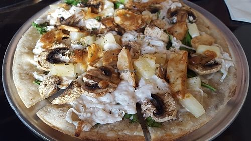 thai pizza gf crust at Pi Vegan Pizzeria in Seattle