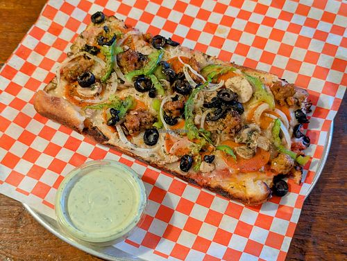 Supreme Personal Pizza with Ranch at Pi Vegan Pizzeria in Seattle