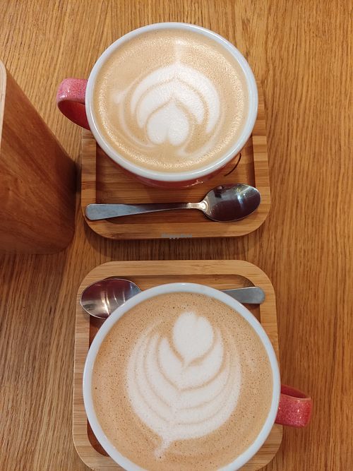 Hot drinks at Share Sweet and Espresso Bar in Prague