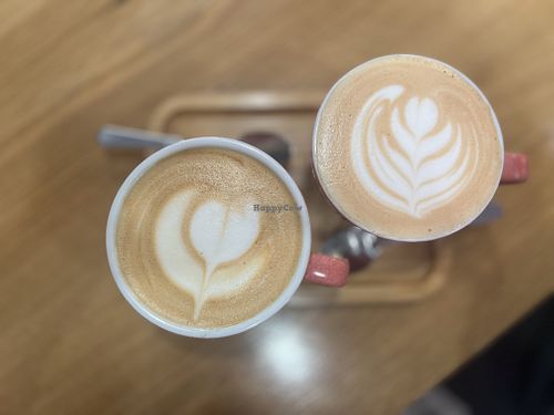 Chai and dirty chai latte   at Share Sweet and Espresso Bar in Prague