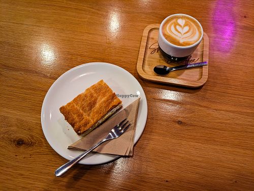 Cake and Capuccino at Share Sweet and Espresso Bar at Share Sweet and Espresso Bar in Prague